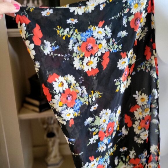 Speed Control Lightweight Multicolor Floral Open Front Cardigan Kimono- M - Picture 8 of 8